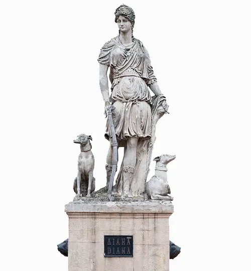 goddess diana greyhounds statue